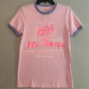Hello Kitty Pink Tee with Lilac Trim